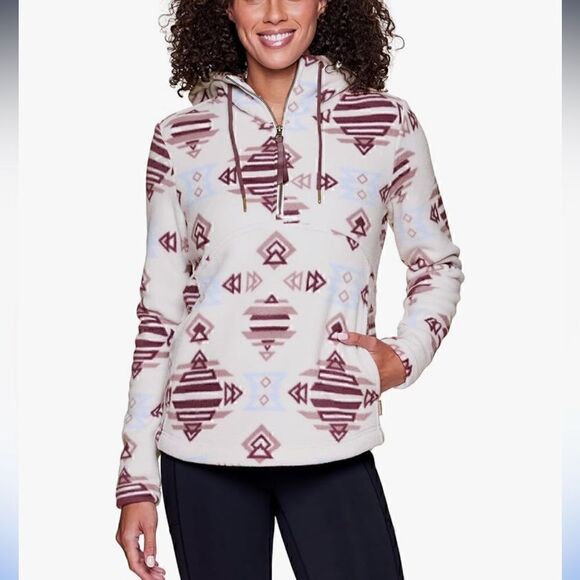 Avalanche | Women's Aztec Fleece Hoodie, 1/2 Zip Soft Fleece Pullover - Picture 1 of 10